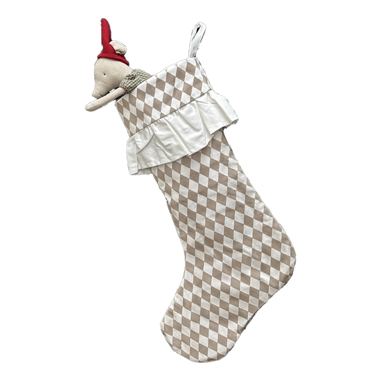 Harlequin Ruffled Stocking - Chestnut Spice