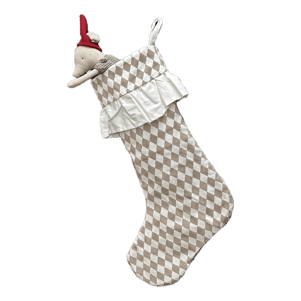 Harlequin Ruffled Stocking - Chestnut Spice