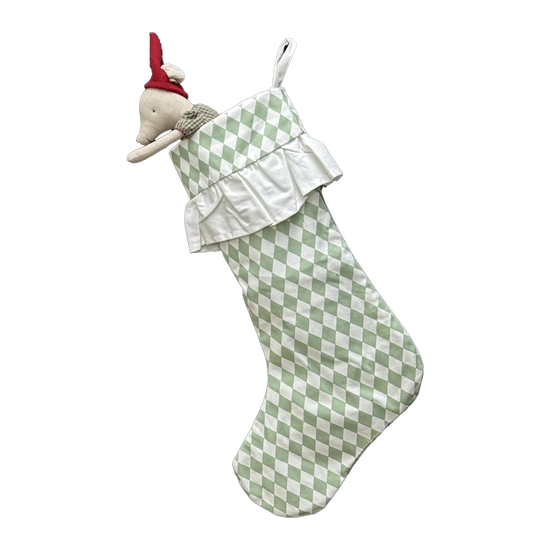 Harlequin Ruffled Stocking - Winter Pine