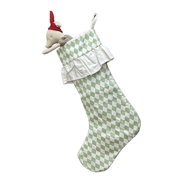 Harlequin Ruffled Stocking - Winter Pine