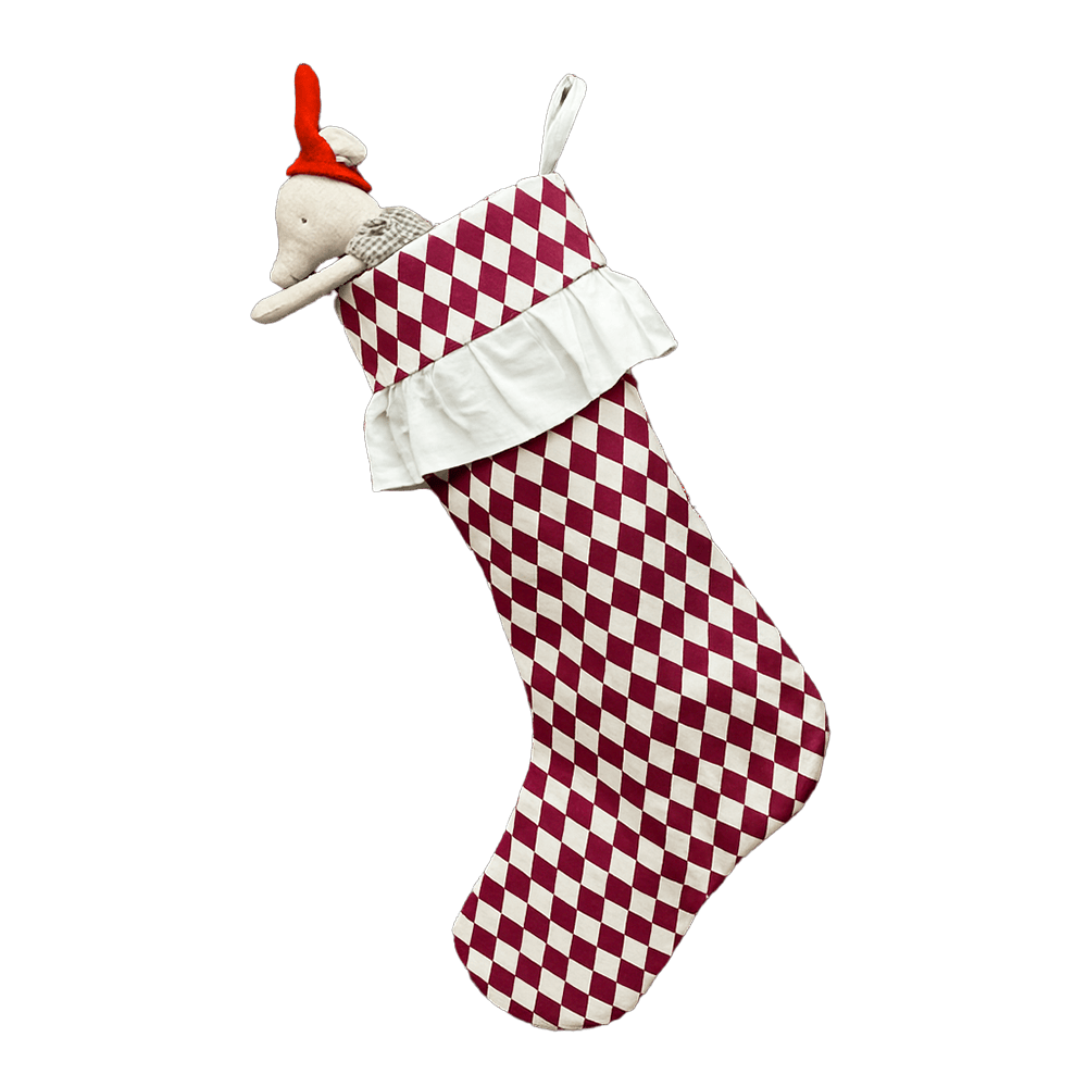 Harlequin Ruffled Stocking - Mulled Wine