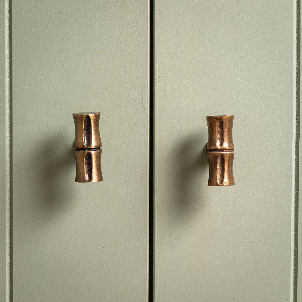 Bamboo T-Bar Knob, Aged Brass
