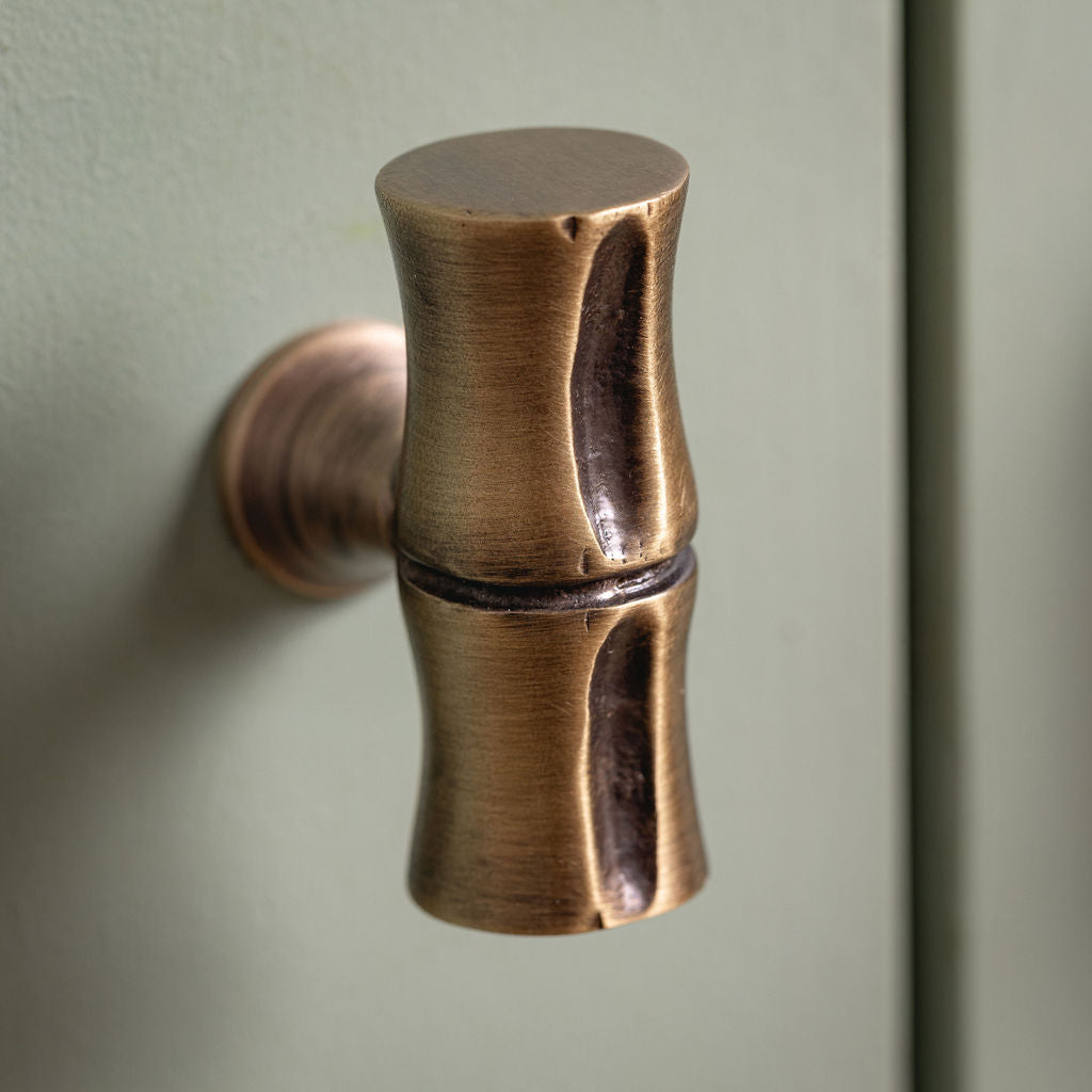 Bamboo T-Bar Knob, Aged Brass