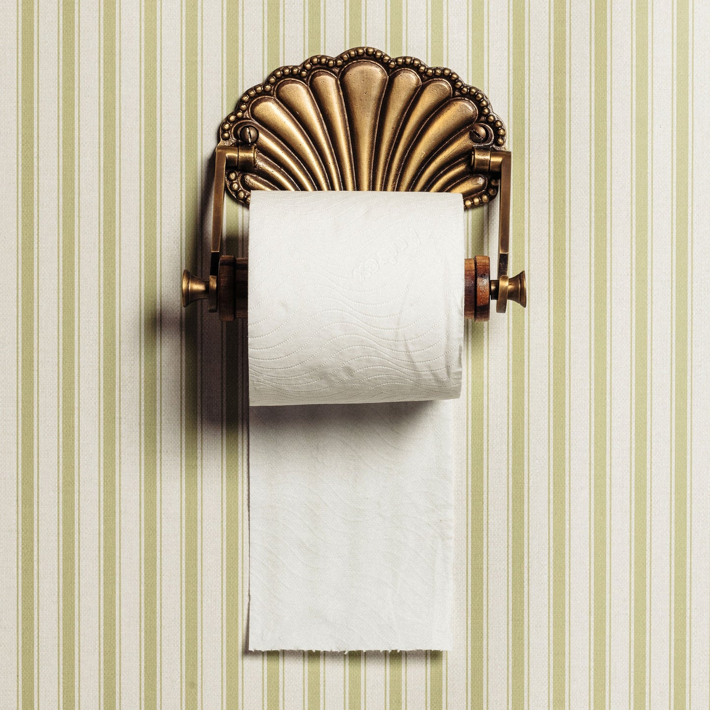 Shell Toilet Roll Holder, Antique Brass