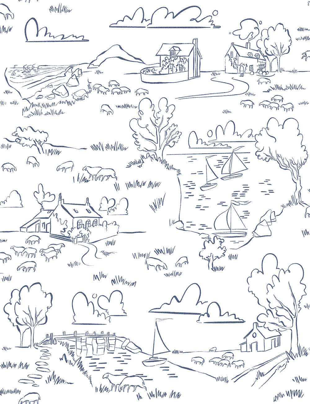 Helford Wallpaper – FERRY BLUE