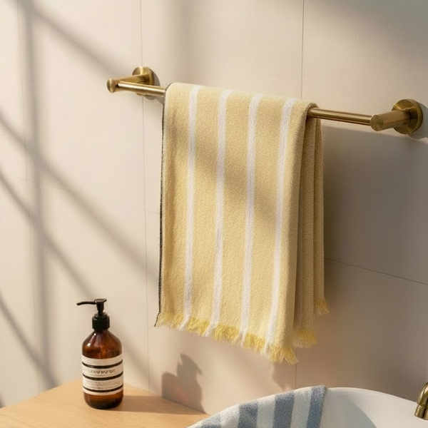 Hello Yellow Tea Towel | Block-Printed Cotton | 18x26 in