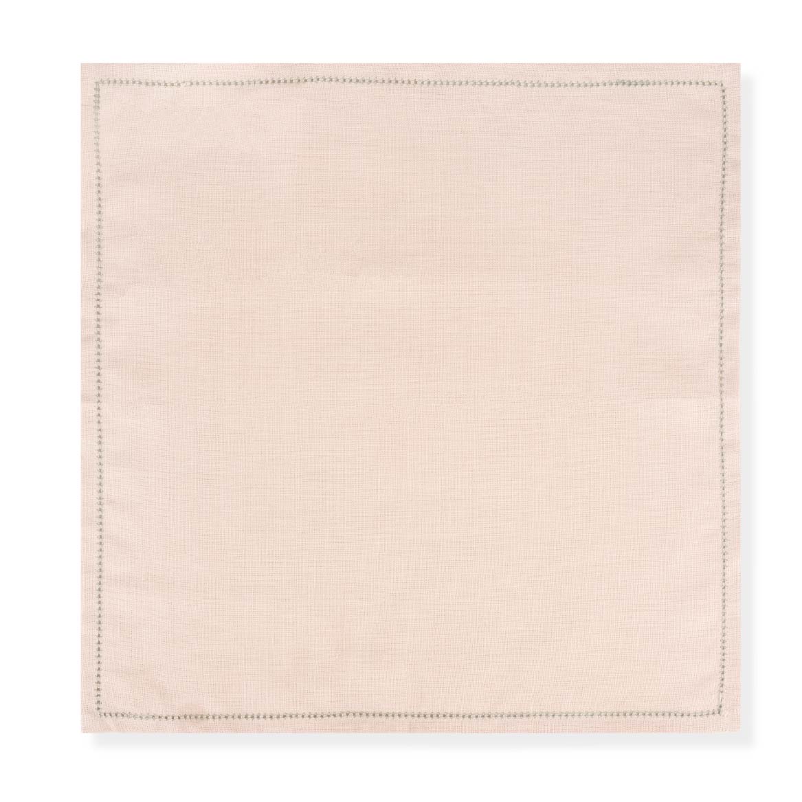 Set of English Rose Napkins with Botanical Green Hemstitch