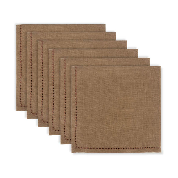 Set of Bronze Napkins with Marsala Hemstitch