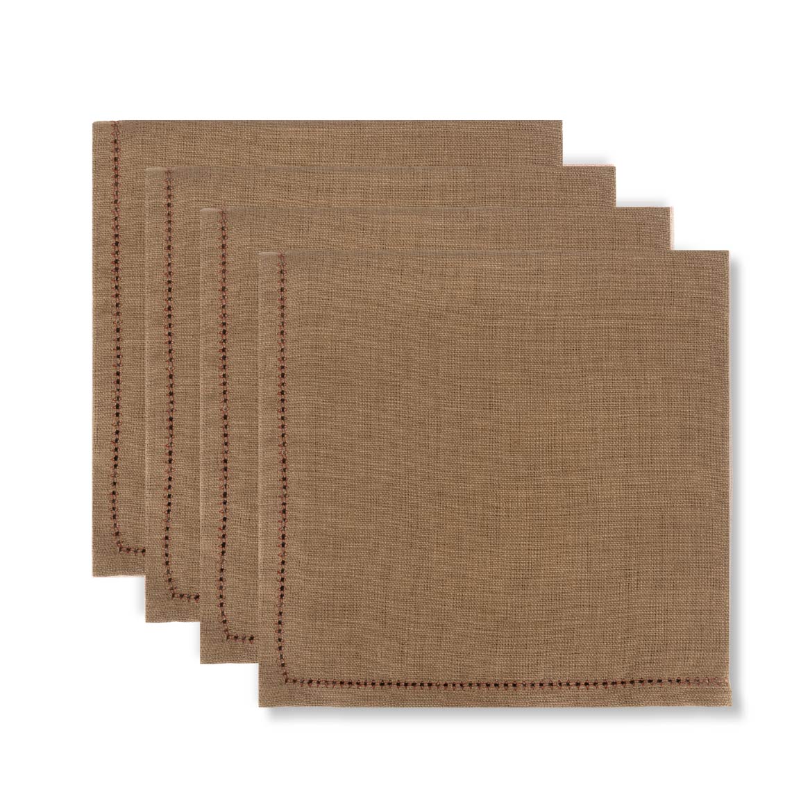 Set of Bronze Napkins with Marsala Hemstitch