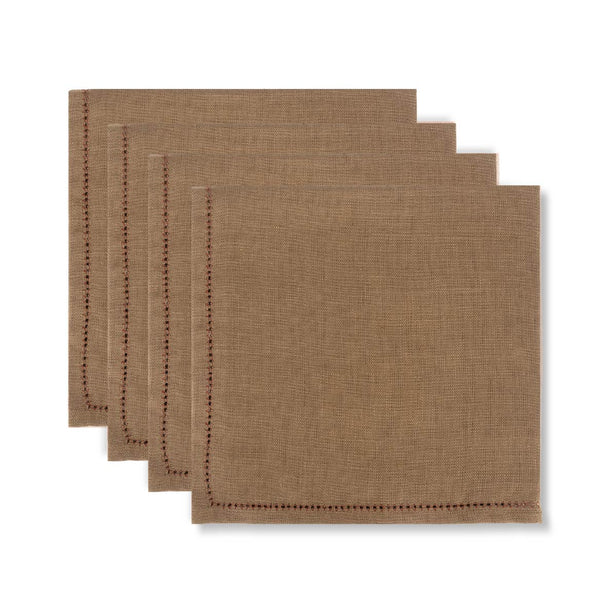Set of Bronze Napkins with Marsala Hemstitch