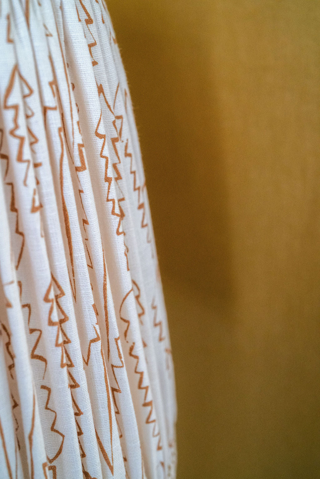 Made to Order Hand Pleated Empire Lampshade in Serrata Print Old Gold