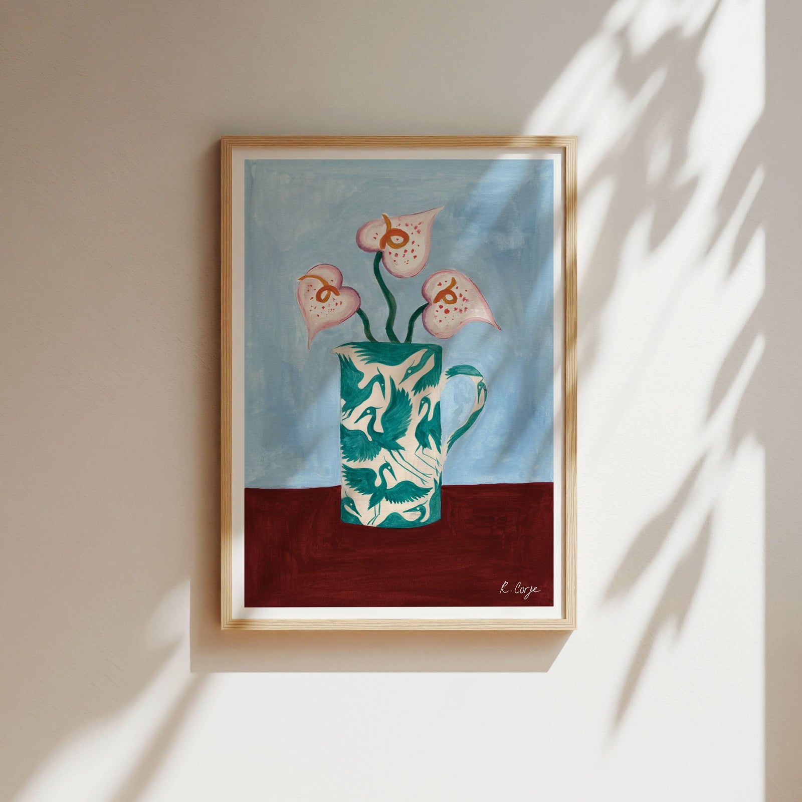 Teal Herons Jug Art Print