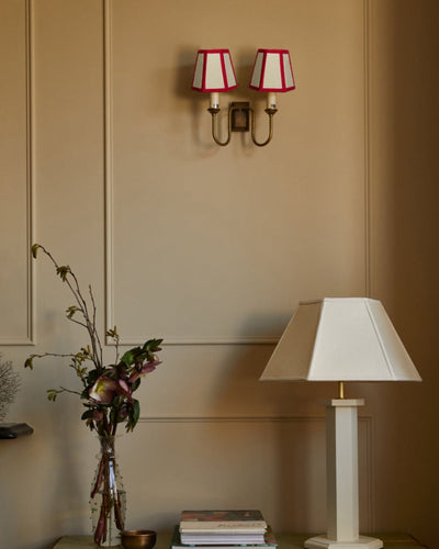 HexagonLinenLampshade_RedTrim-CandleShade
