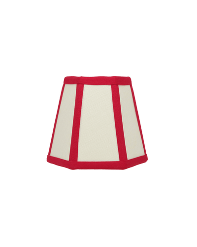 Hexagon Linen Lampshade Red Trim Candle Clip Shade 