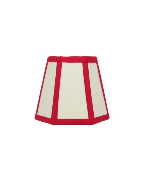 Hexagon Linen Lampshade Red Trim Candle Clip Shade 