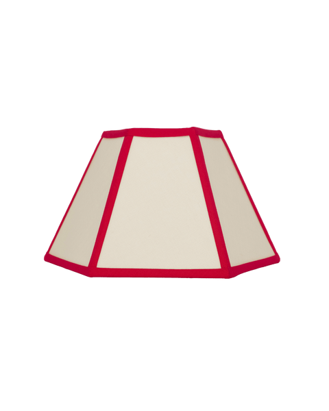 Hexagon Linen Lampshade Red Trim Small