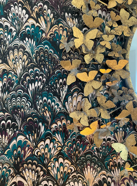 Marbled Wallpaper - 'Serpentine' Col: Winter Noir - Mica Coated Non-Woven