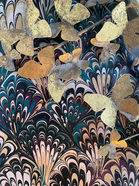 Marbled Wallpaper - 'Serpentine' Col: Winter Noir - Mica Coated Non-Woven