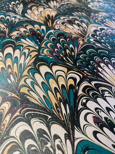 Marbled Wallpaper - 'Serpentine' Col: Winter Noir - Mica Coated Non-Woven