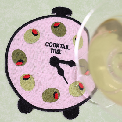 close up of cocktail time linen napkin
