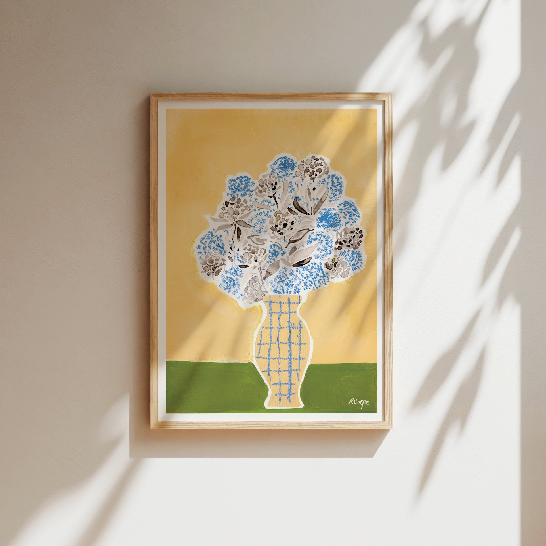 Hydrangea Vase Yellow Art Print