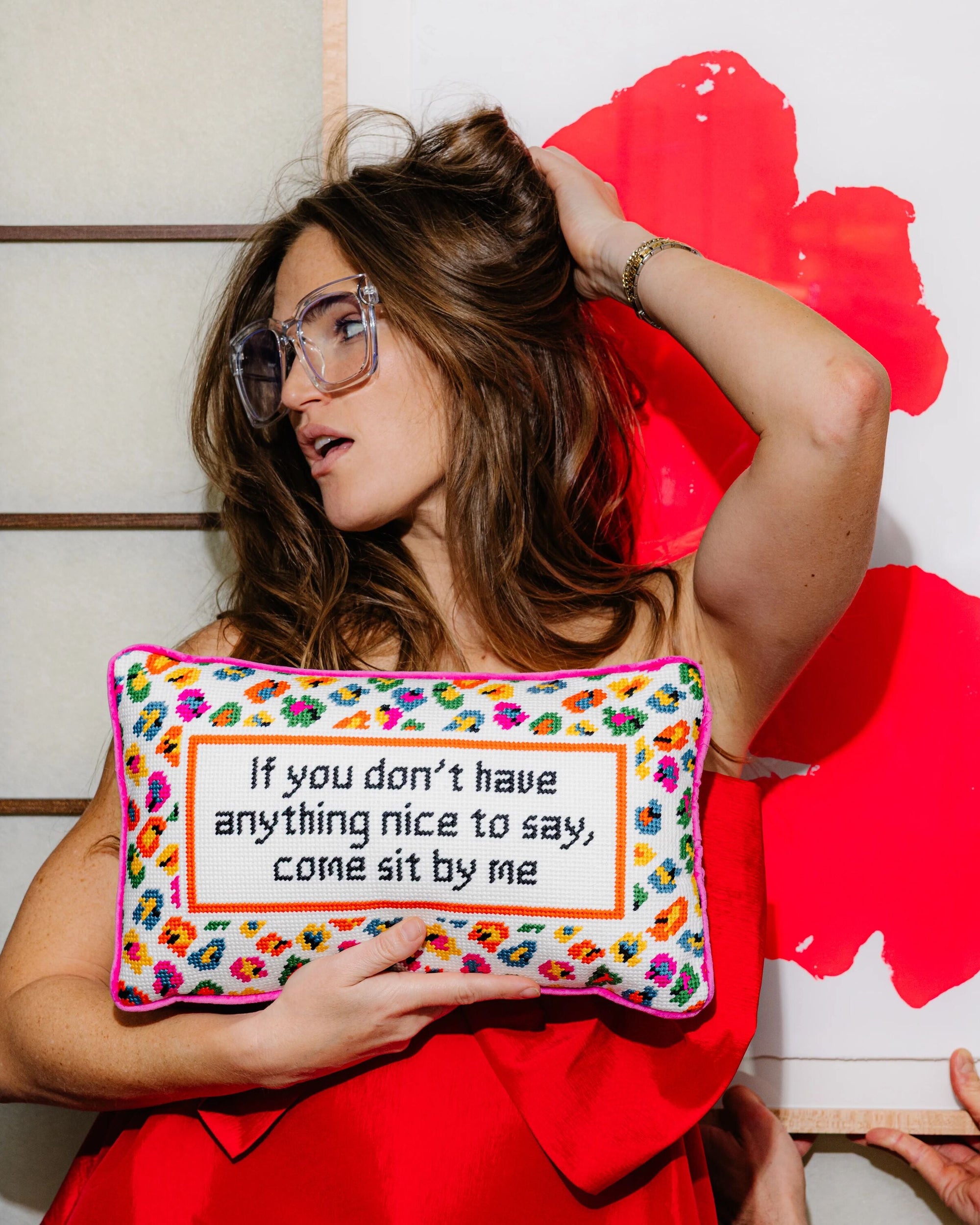 Come Sit By Me Needlepoint Pillow - Furbish Studio