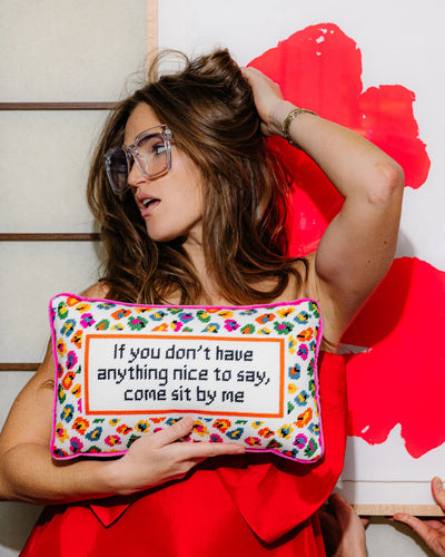 Come Sit By Me Needlepoint Pillow - Furbish Studio