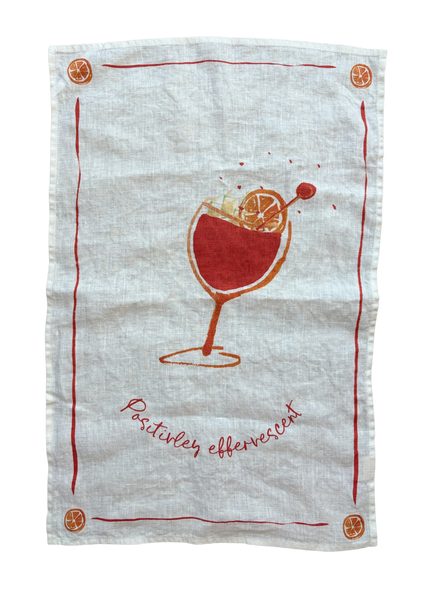 Positively Effervescent - Aperol Spritz Linen Teatowel