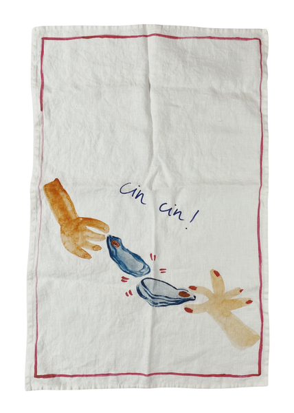 Cin Cin! Oyster Cheers - Linen Teatowel