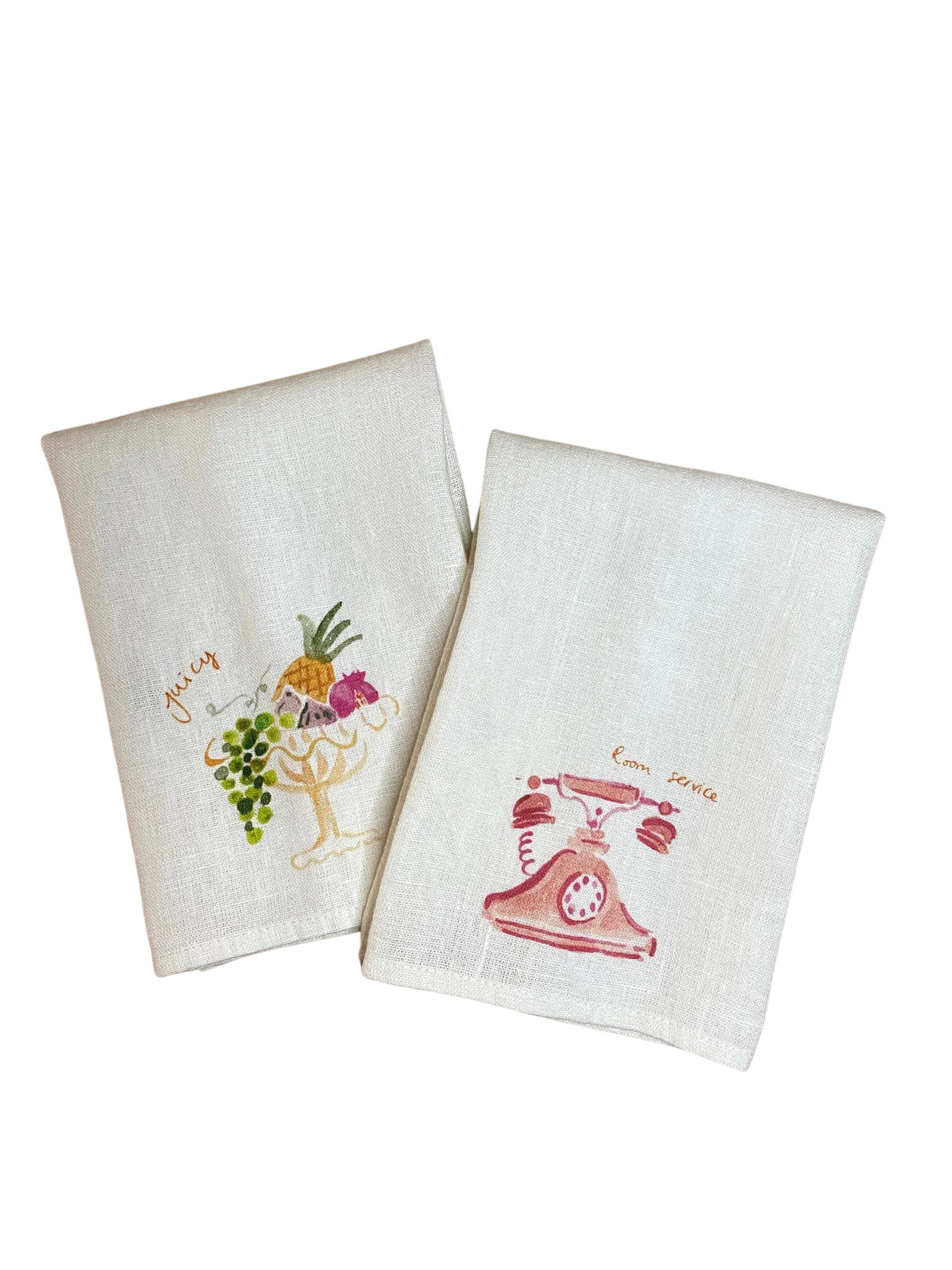 Fruity & Room Service - Set of Two Linen Napkins