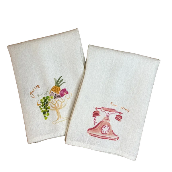 Fruity & Room Service - Set of Two Linen Napkins