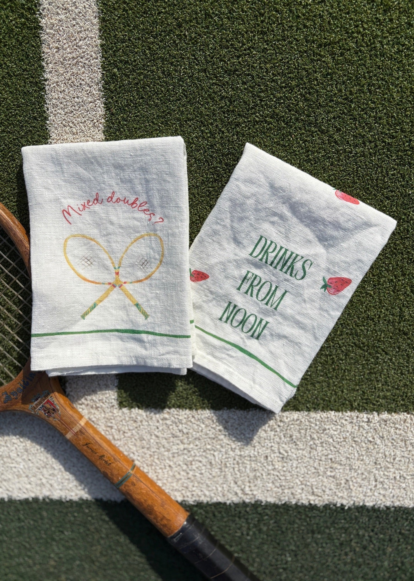 Drinks From Noon // Mixed Doubles Set Of Two Linen Napkins