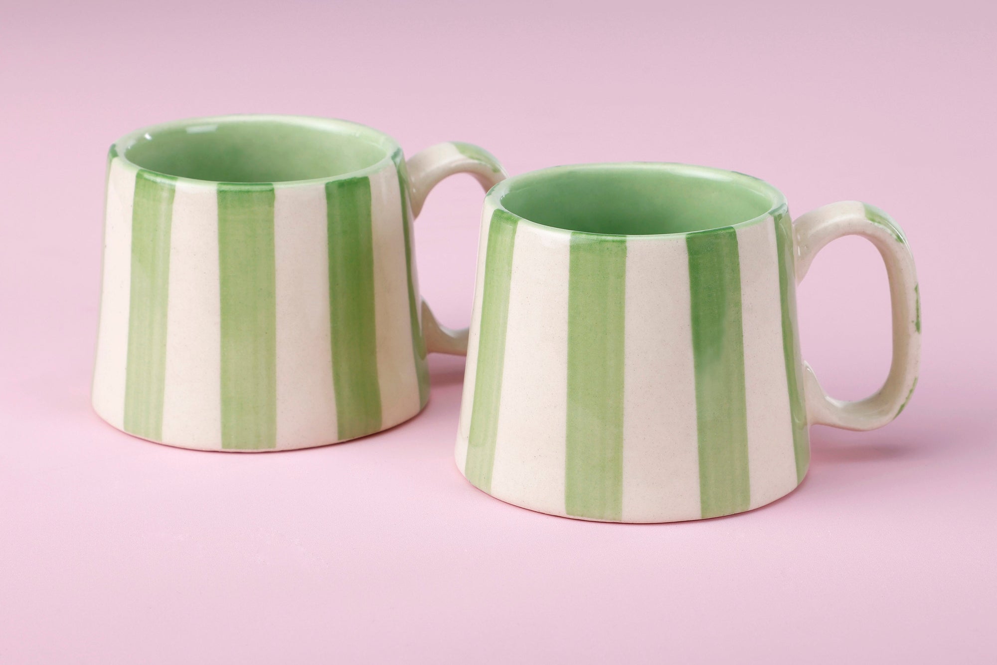 Ceramic Green Stripe Coffee Cup - 220ml (SET OF 4)