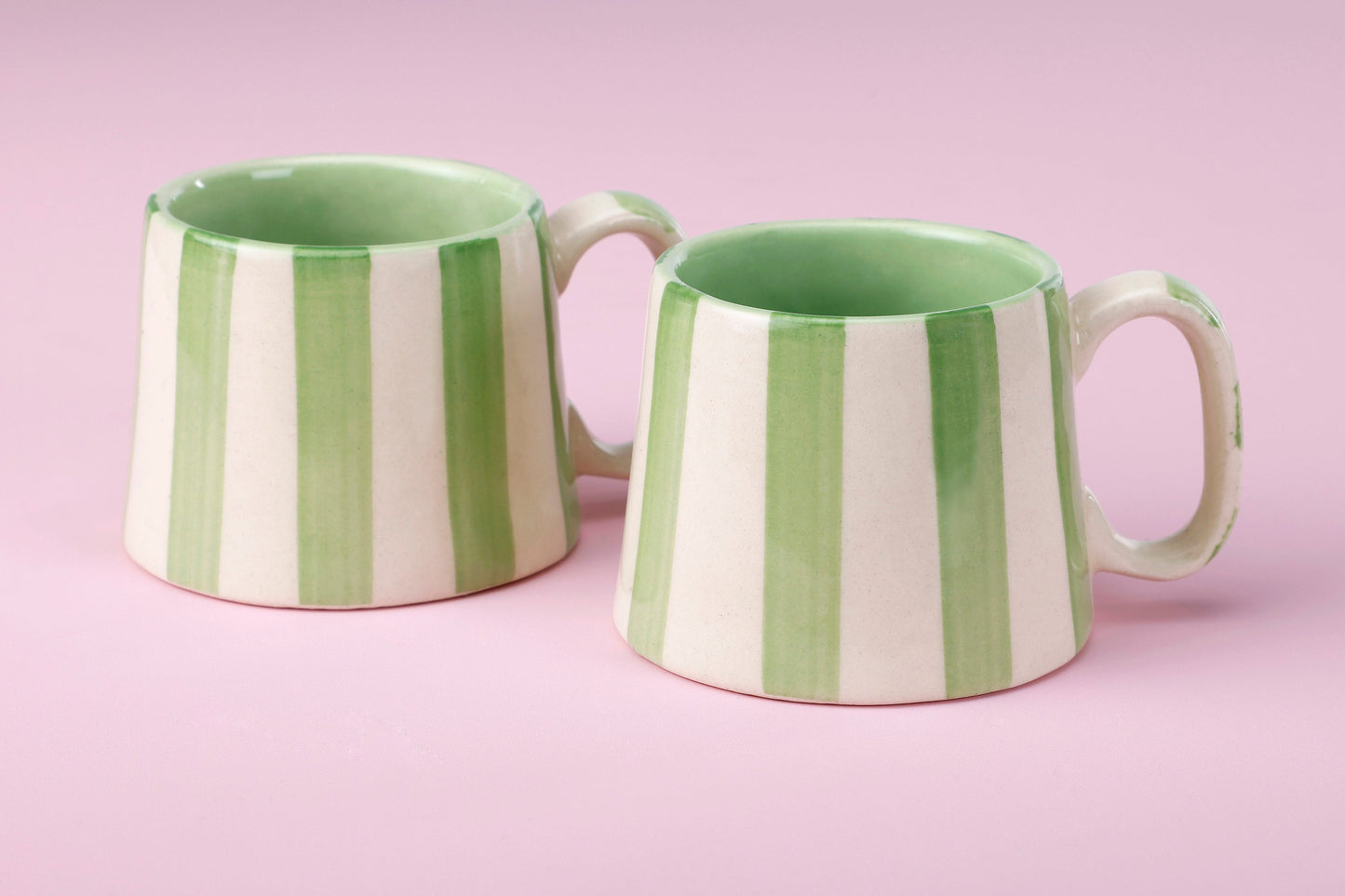 Ceramic Green Stripe Coffee Cup - 220ml (SET OF 4)