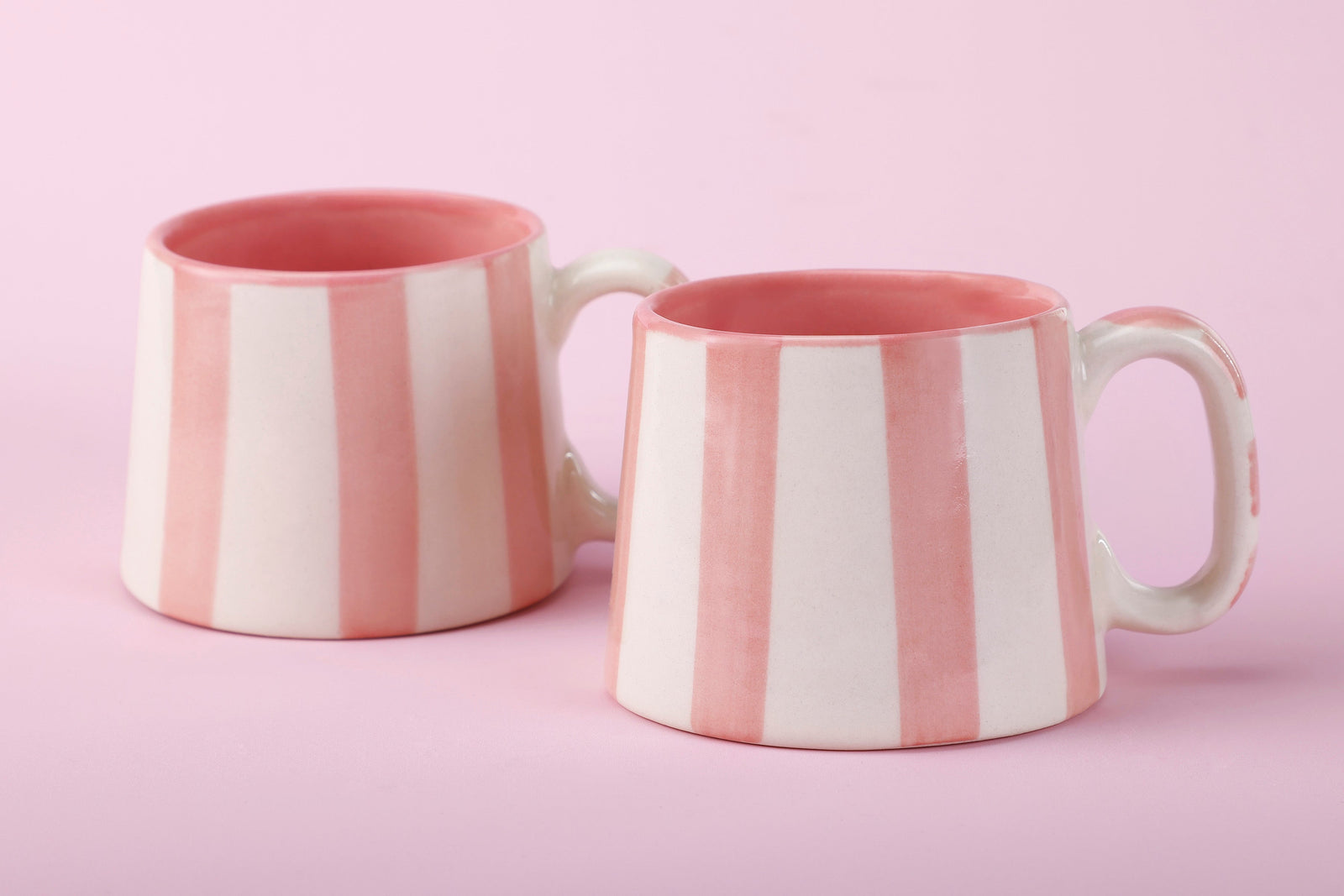Ceramic Pink Stripe Coffee cup- 220ml (SET OF 4)