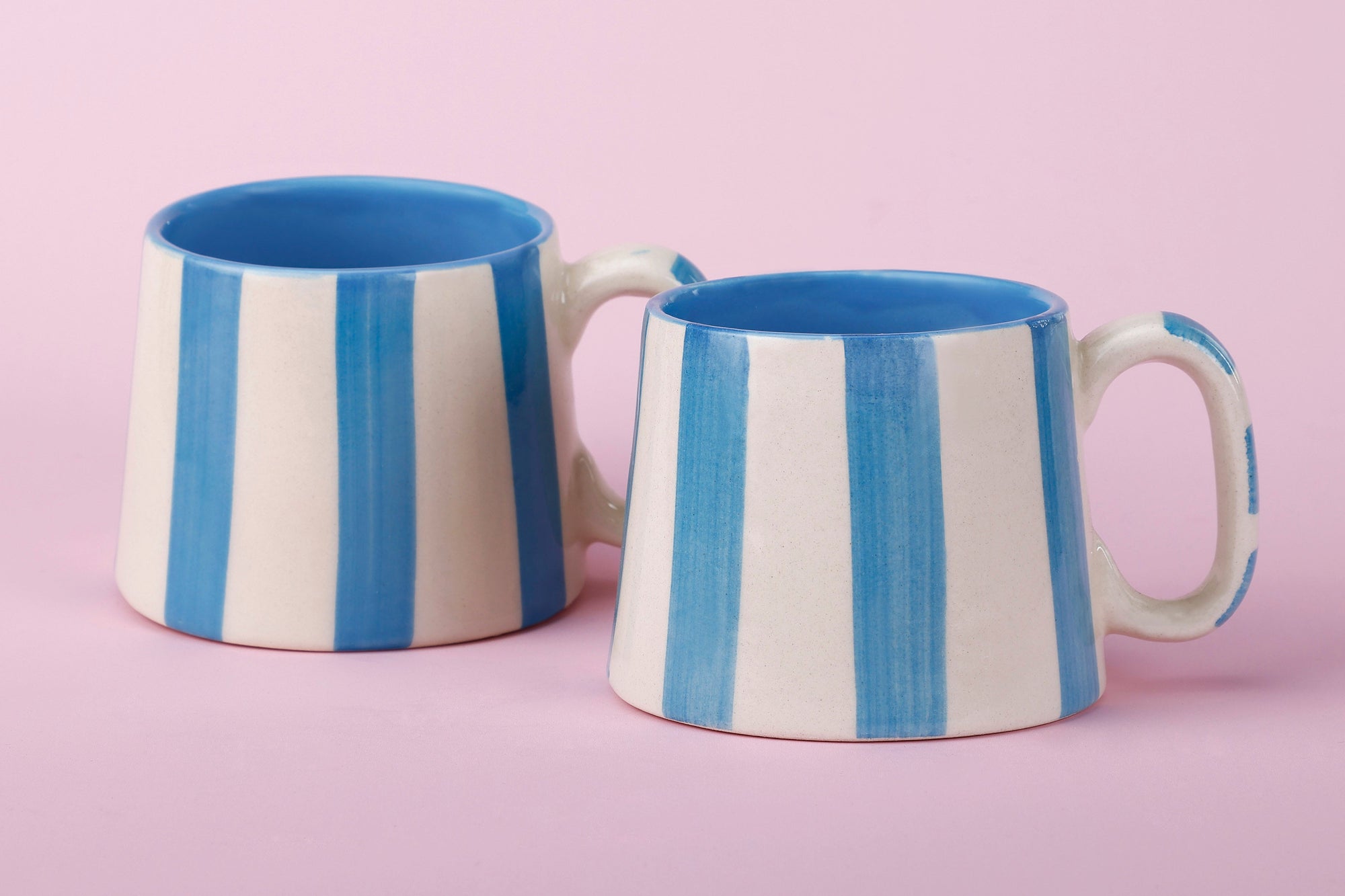 Ceramic Blue Stripe Coffee Cup - 220ml (SET OF 4)