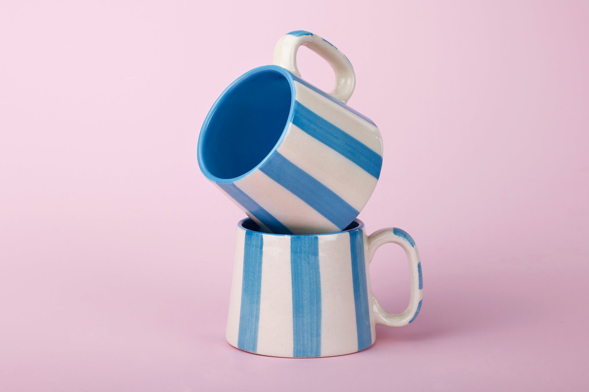 Ceramic Blue Stripe Coffee Cup - 220ml (SET OF 4)