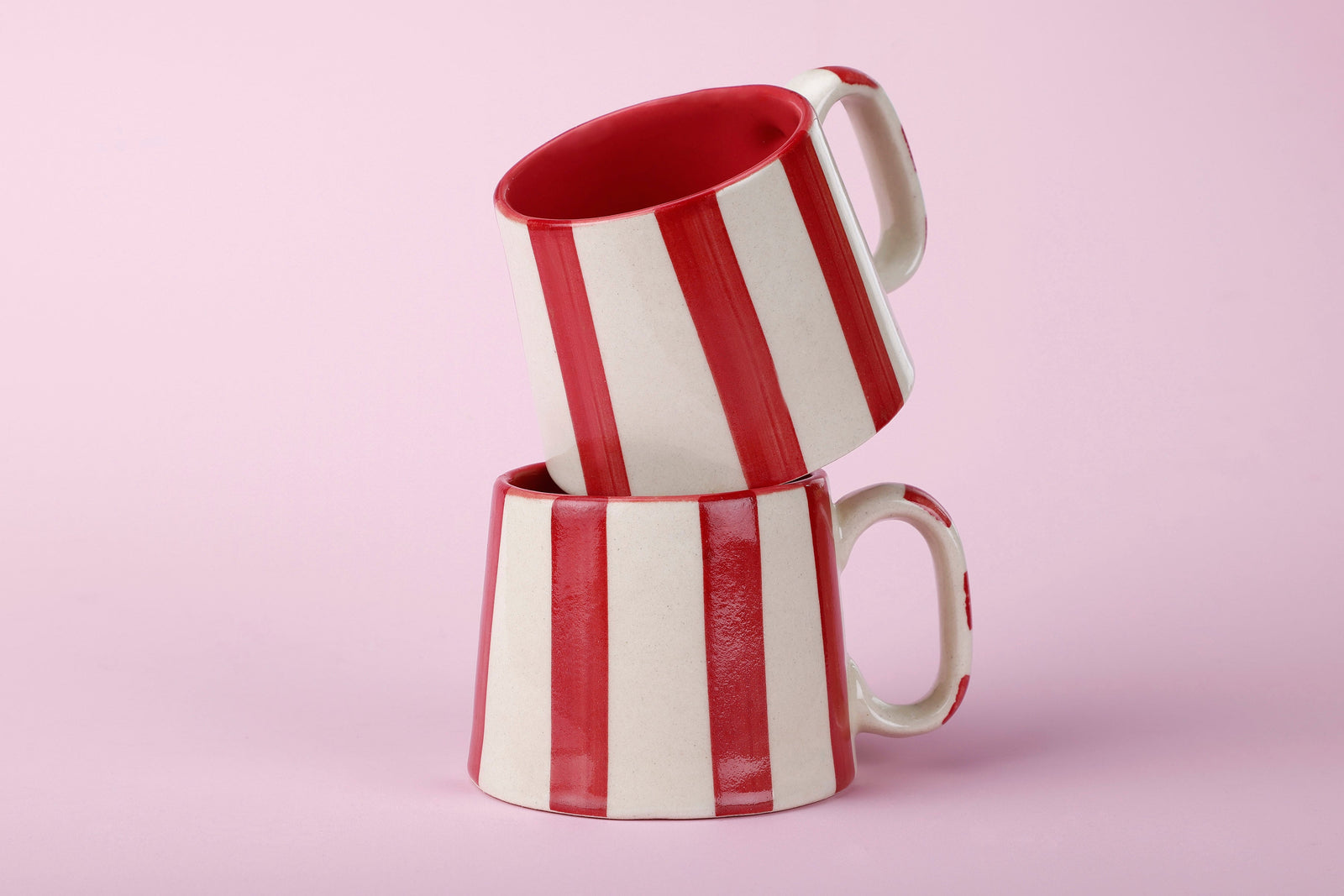 Ceramic Red Stripe Coffee Cup - 220ml (SET OF 4)