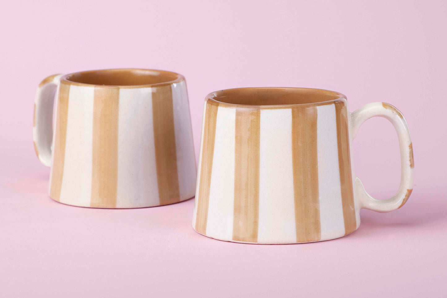 Ceramic Brown Stripe Coffee Cup- 220ml (SET OF 4)