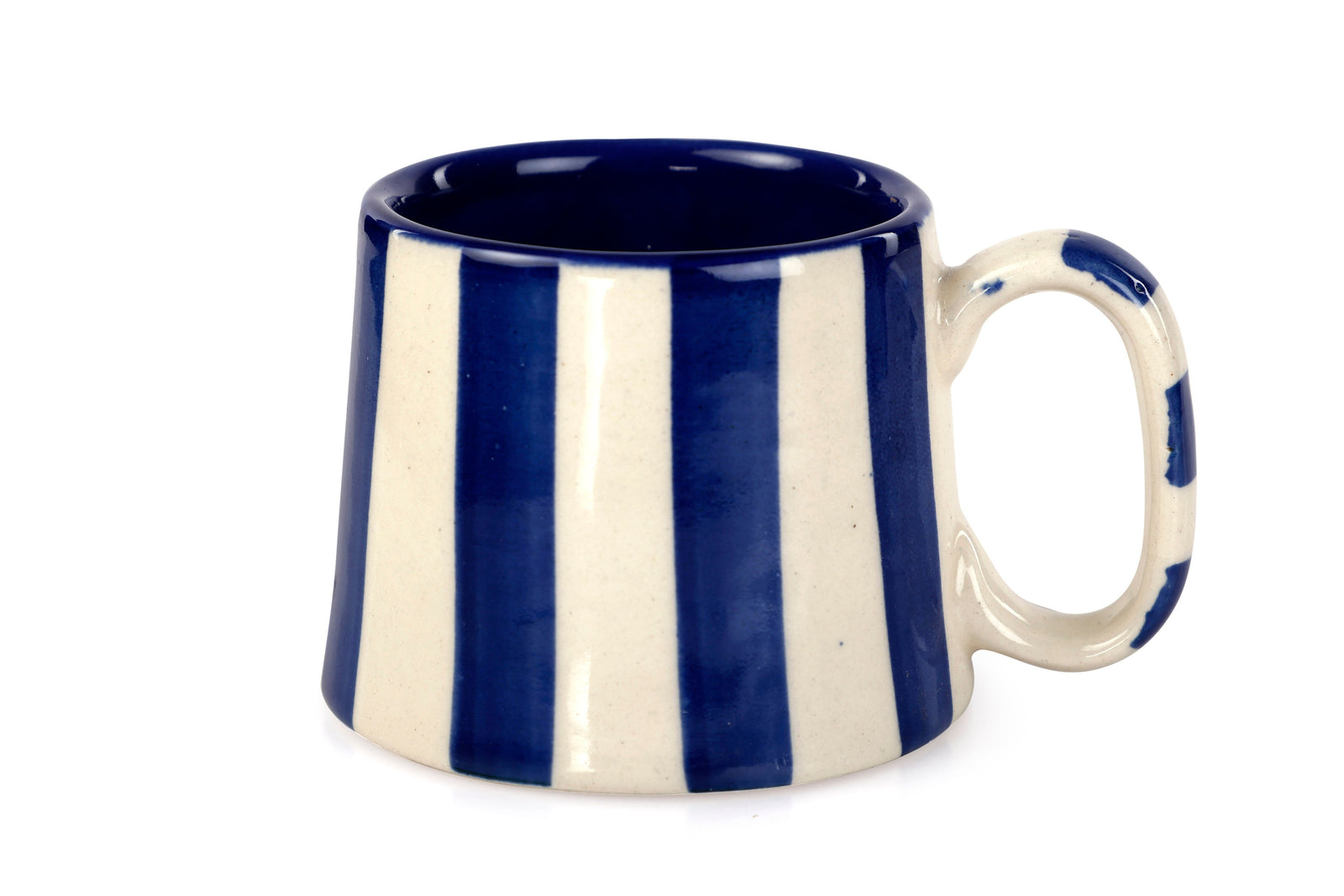 Ceramic Stripe Coffee Cup - Dark Blue 220ml (SET OF 4)
