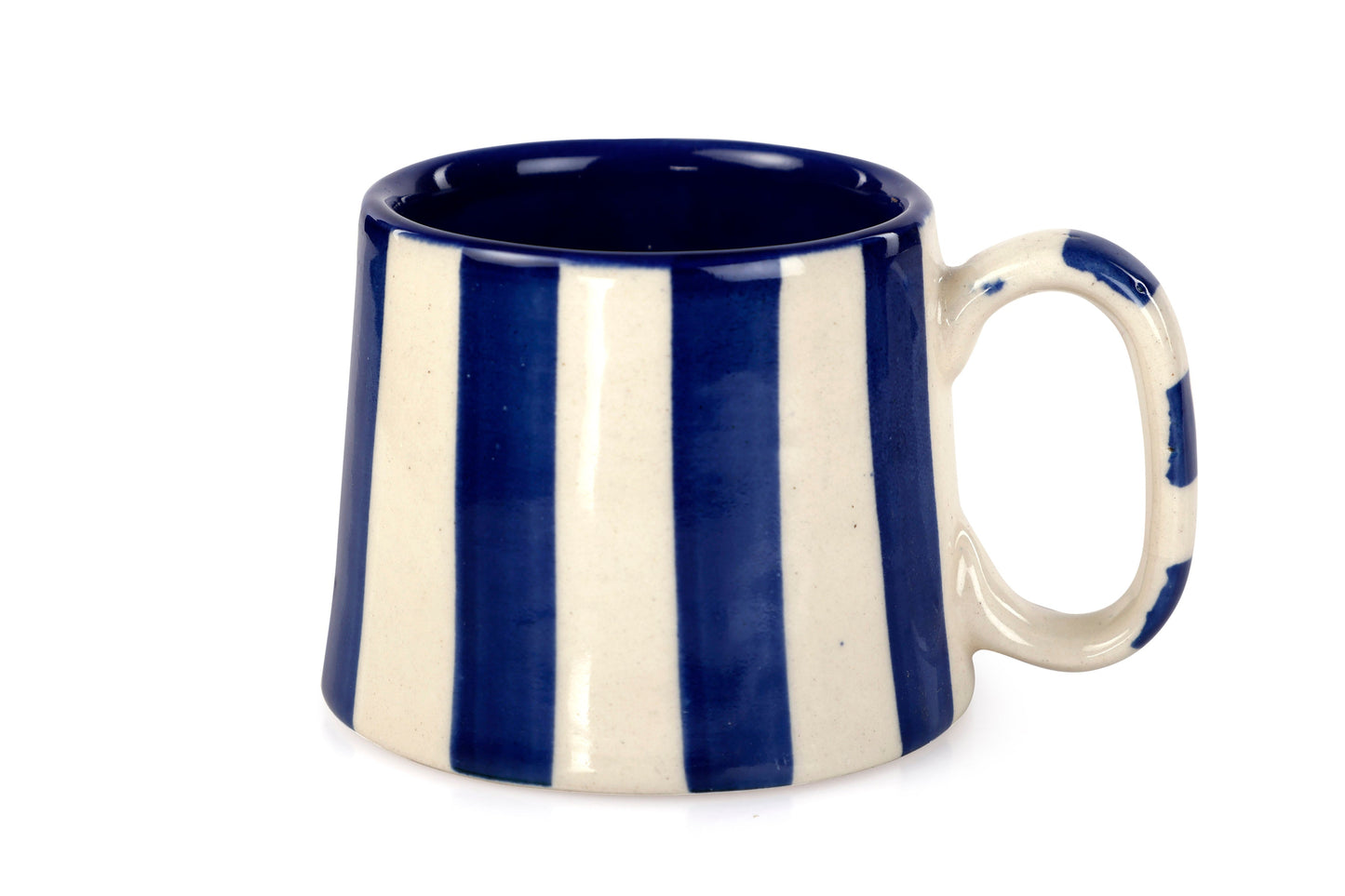 Ceramic Stripe Coffee Cup - Dark Blue 220ml (SET OF 4)