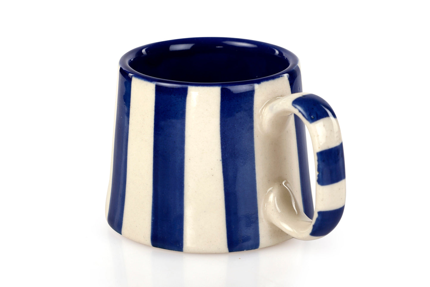 Ceramic Stripe Coffee Cup - Dark Blue 220ml (SET OF 4)