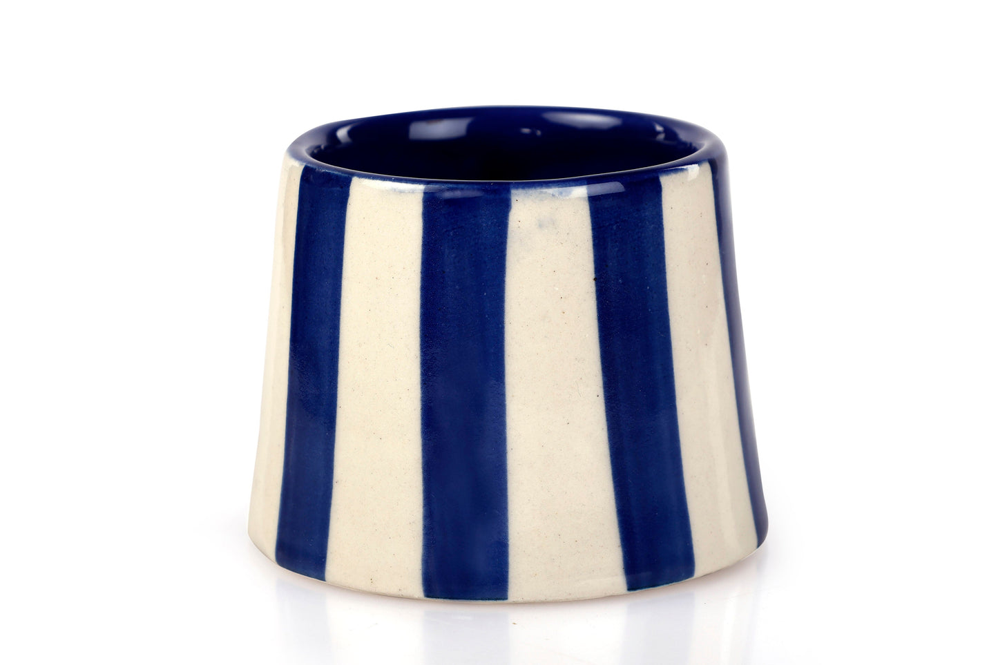 Ceramic Stripe Coffee Cup - Dark Blue 220ml (SET OF 4)
