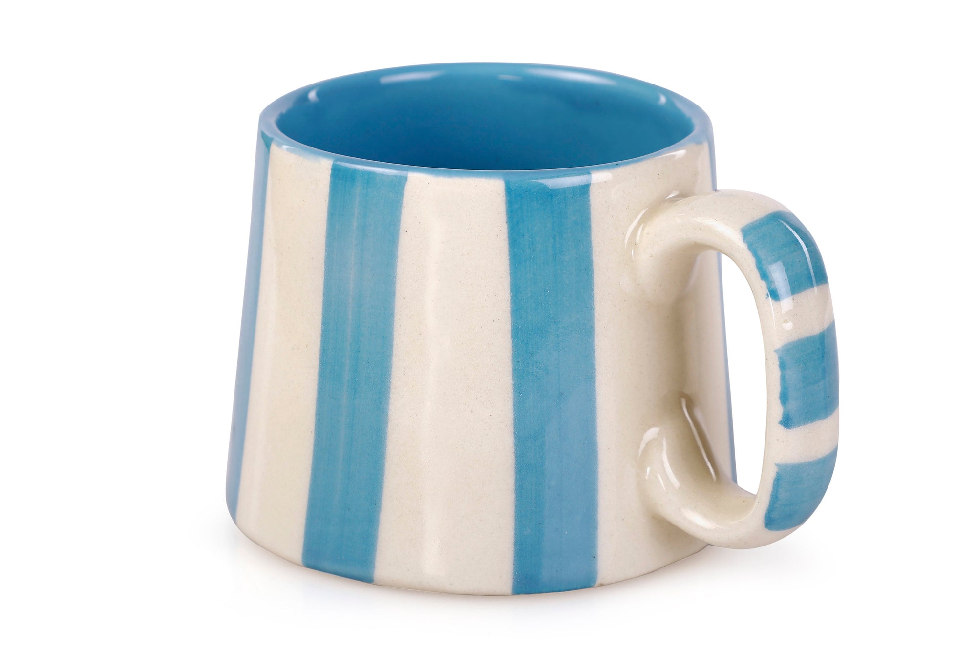 Ceramic Blue Stripe Coffee Cup - 220ml (SET OF 4)