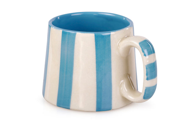 Ceramic Blue Stripe Coffee Cup - 220ml (SET OF 4)