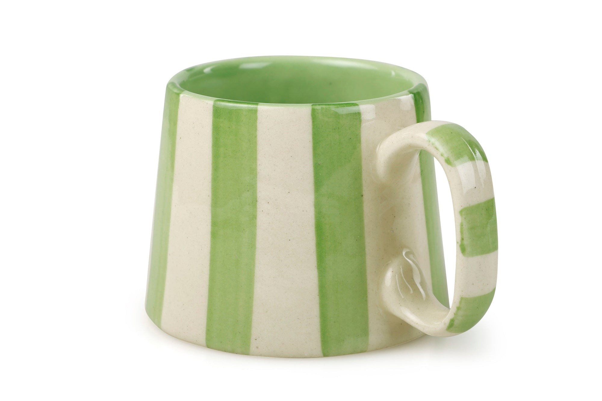 Ceramic Green Stripe Coffee Cup - 220ml (SET OF 4)