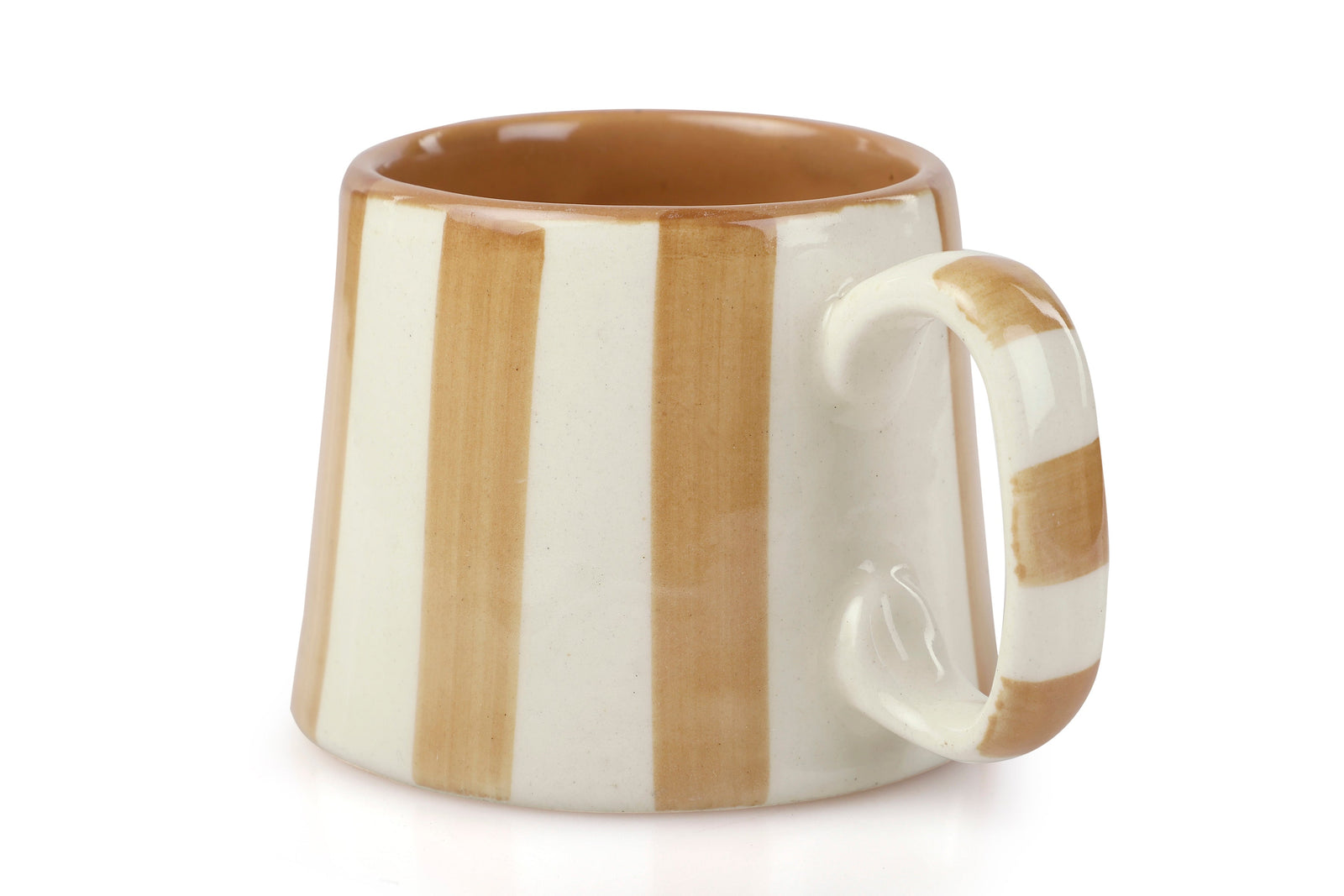 Ceramic Brown Stripe Coffee Cup- 220ml (SET OF 4)