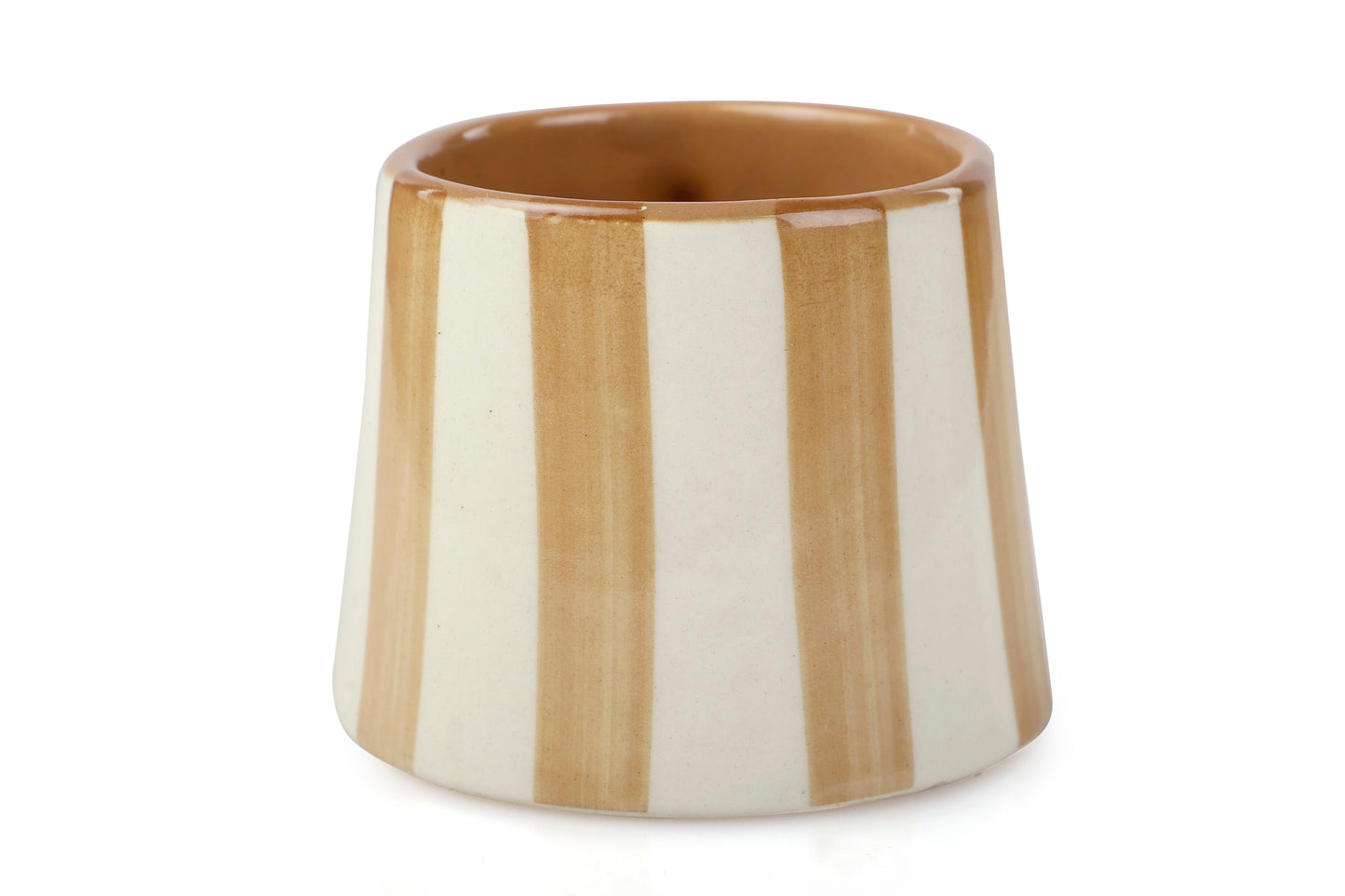 Ceramic Brown Stripe Coffee Cup- 220ml (SET OF 4)