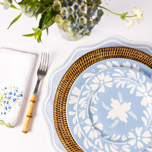 Hand Painted White Floral Dinner Plate