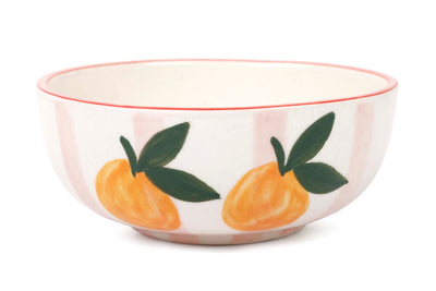 Ceramic Striped Orange Bowl Pink 5.5x2.5 Inches Set of 2 - Casa Amarosa